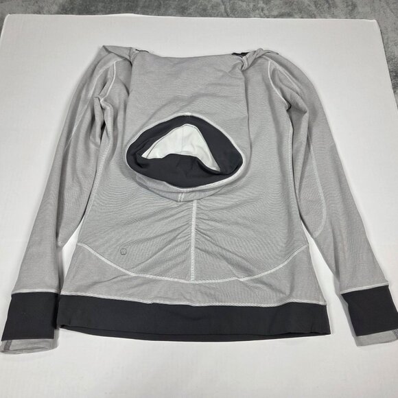 Lululemon Base Runner Hoodie 8 Wee Stripe White Gray W3B90S Running - Picture 8 of 12